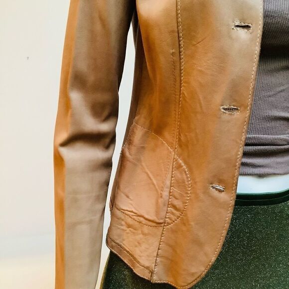 BLUR LAMB SKIN LEATHER JACKET VINTAGE MADE IN ITALY Small - Picture 9 of 14